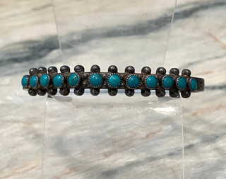 Vintage Fred Harvey Era Sterling Silver Zuni Petit Point Snake Eye Bracelet