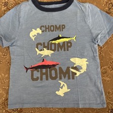 Gap BabyGap 4yrs Boys Shark Blue T-shirt Short Sleeve Crew Neck