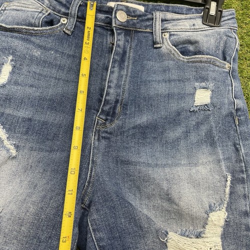 Risen Jean Shorts Womens Large Distressed Hot Cut Off Booty Distressed Stretch - Picture 6 of 11