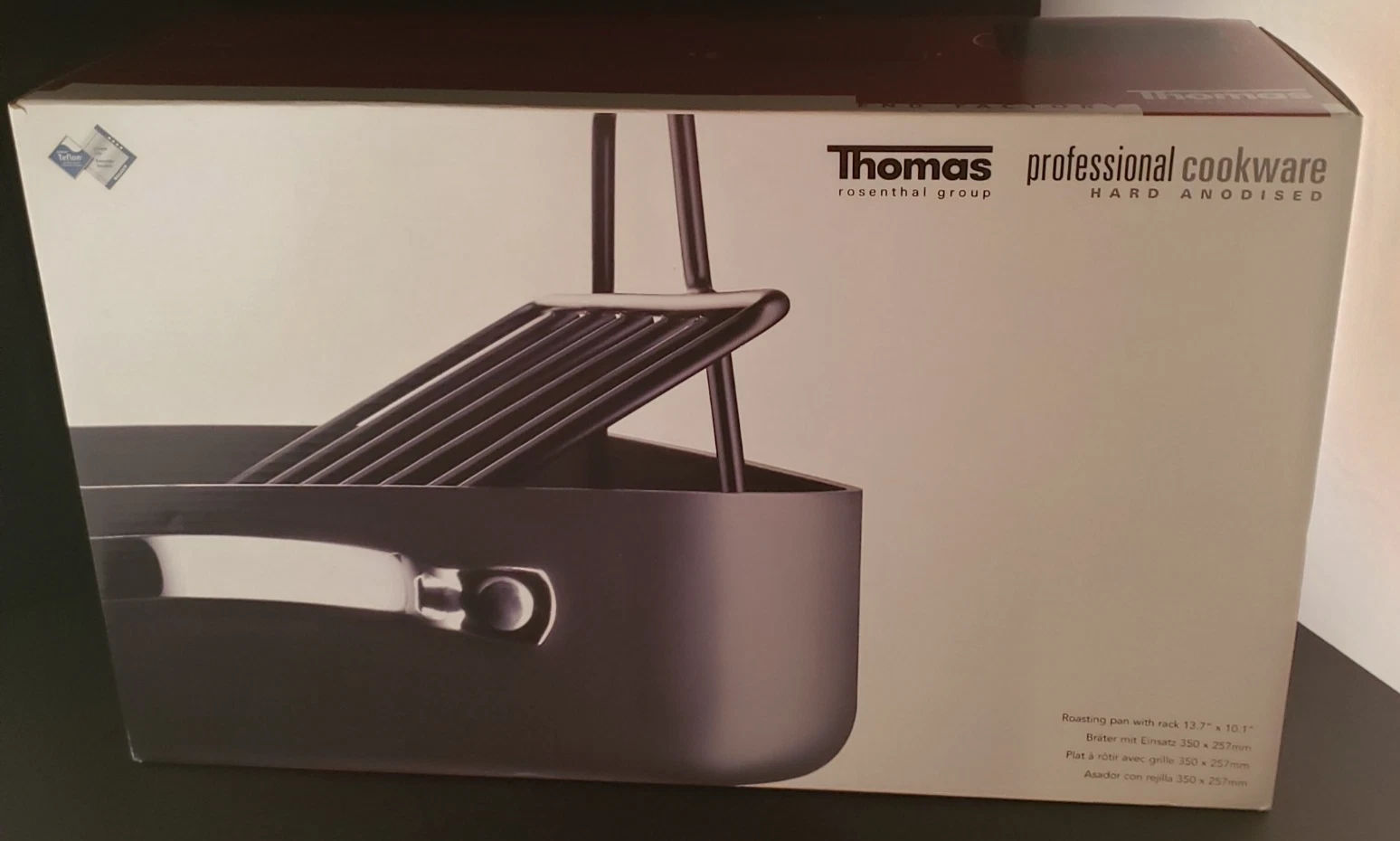 Thomas Professional Cookware Hard Anodised Roasting Pan w/Rack 13 x 10 NIB
