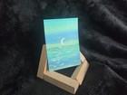 ACEO Hand Painted Acylic  Ble and Green Warning  Moon Card — photo 2