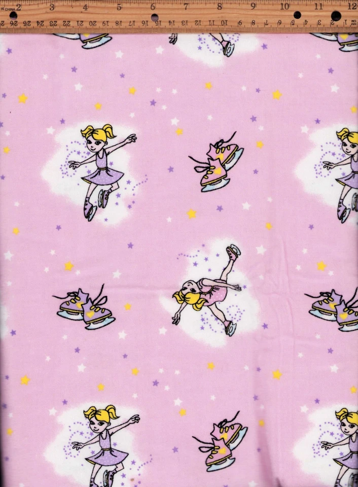 Ballet on Ice Skates Vintage Cotton Flannel Fabric 86 inches wide x 3 yards - Image 2 of 2
