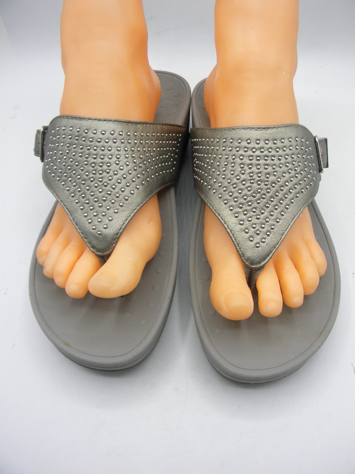 VIONIC Capitola Pewter Leather Platform Wedge Stu… - image 3