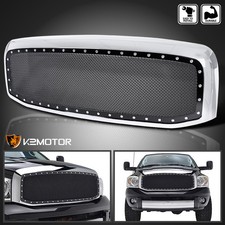 Fits 2006-2008 Dodge Ram 1500 2500 3500 Chrome Rivet Style Mesh Grilleshell