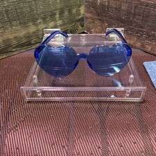 pair of blue heart-shaped sunglasses