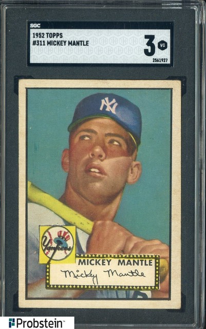 CENTERED SGC 3 Mickey Mantle 1952 Topps #311 RC Rookie Yankees