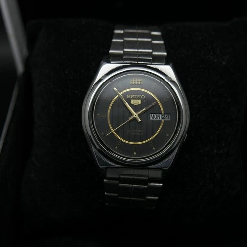 Vintage Seiko 5 Automatic 1985 Watch Stainless Steel Day-Date Ref. 6309-876A