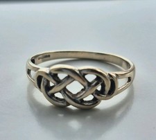 Solid 9ct White Gold Celtic Love Knot Ring Size N Hallmarked 375 Eternity Band