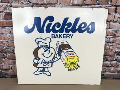 Vintage Nickles Bakery Ohio Bread Sign Mr. Slice 23'' x 21''