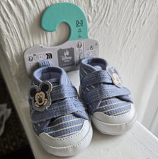 Primark Disney Baby Mickey Mouse Blue/White Striped Trainers, dinosaur sandals 