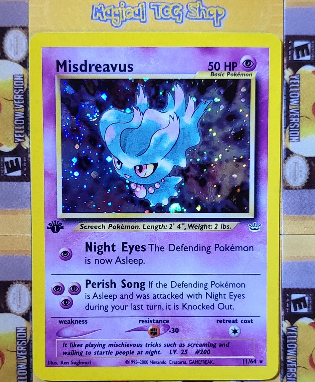Pokemon Misdreavus Neo Revelation 1st Edition Holo Rare 11/64 Holo Swirl NM