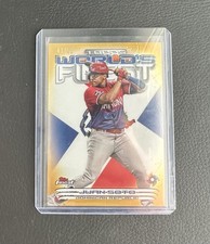 2023 Topps Finest Juan Soto Worlds Finest WBC Gold Refractor #/50