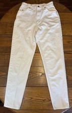 Vtg 80s Lee Mom Jeans Women  s 12L Off-White Cream Tapered High Rise 28x33 USA