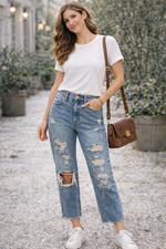 Vanilla Star Women's Jeans 11 NWT Super High Rise Boyfriend Distressed 90s Denim