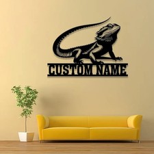 Personalized Bearded Dragon Metal Sign, Custom Name Bearded Dragons Sign