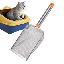 Stainless Steel Cat Litter Scoop – Heavy-Duty Sifting Pooper Scooper w/ Long Han