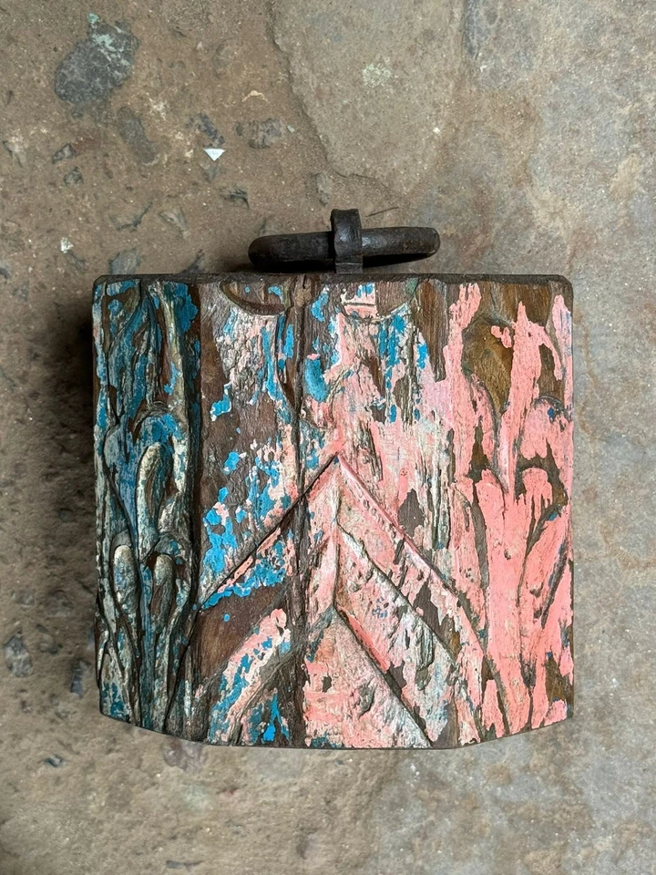 Antigua tienda de madera india vagator carpa peso tope de puerta artesanía fina original Foto 2 de 4