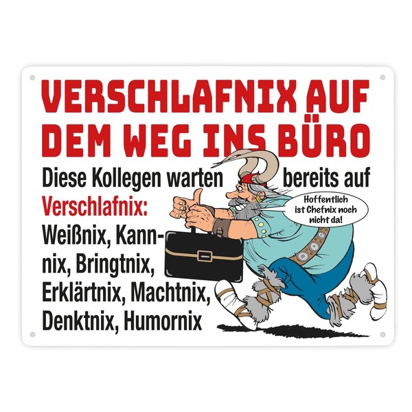 Verschlafnix Wikinger Metallschild XXL In 28X38 Cm -Kollegen Im BüRo: Viele-image
