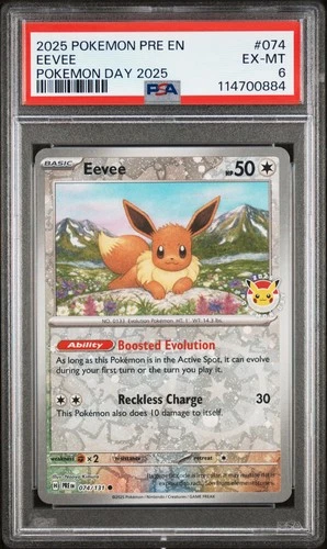 Pokemon TCG Eevee 074/131 2025 Pokemon Day Stamped Cosmos Promo Card - PSA 6