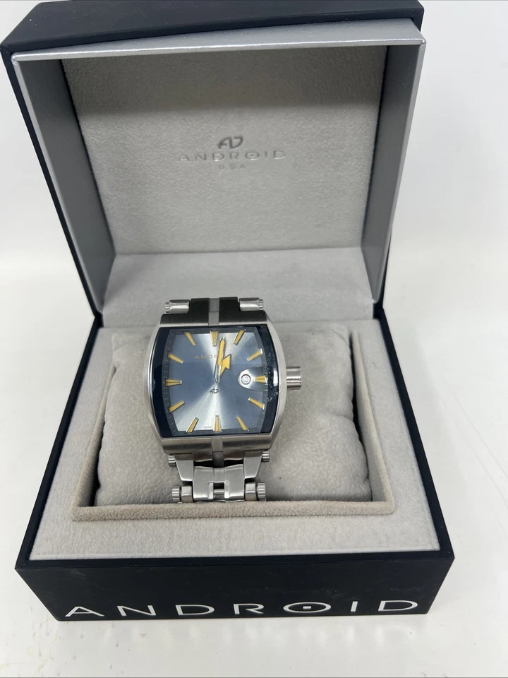 Android (Aragon) AD568 Stainless Steel Quartz Silver Orange Millipede Watch RARE - Image 3 of 4