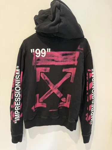 Off White Diag Stencil Rosa Felpa con Cappuccio Impressionismo 2019 Taglia M