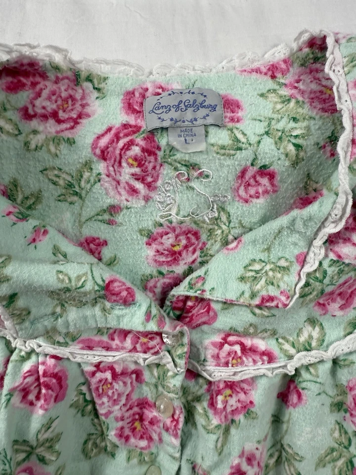 Camisón de ballet grande Lanz Of Salzburg Nantucket rosa suave 100 % ALGODÓN FRANELA Foto 2 de 4