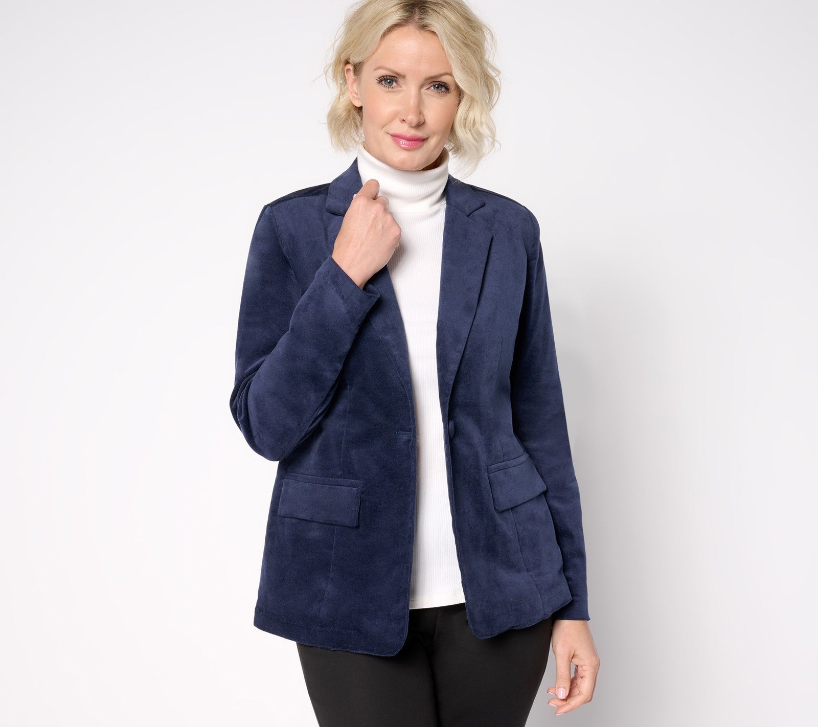 Denim & Co. Women's Jacket Sz XL Velvet Button Blazer Green A668509
