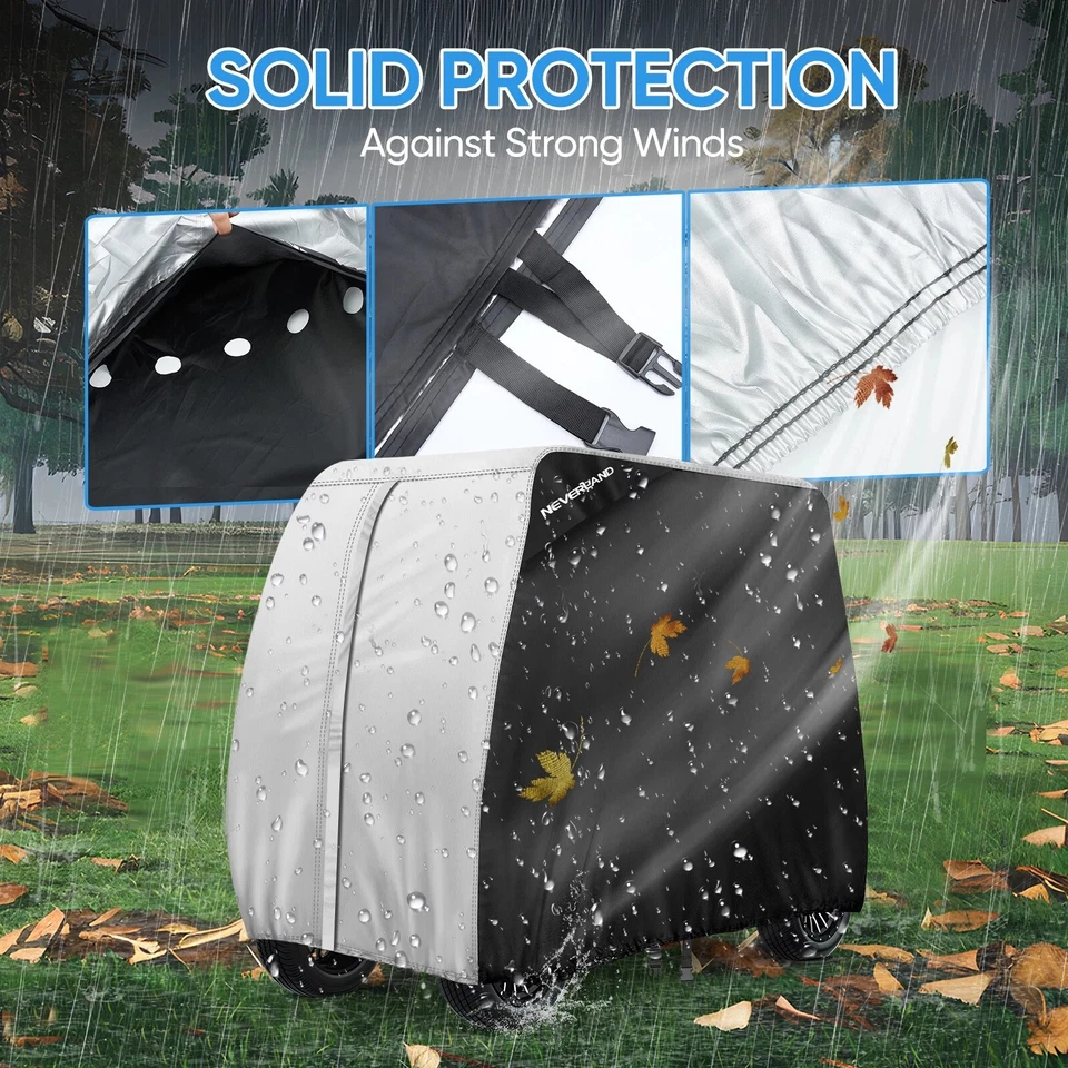 NEVERLAND Waterproof Golf Cart Cover 2Passenger 420D for EZGO Club Car Yamaha 1x - Image 3 of 4