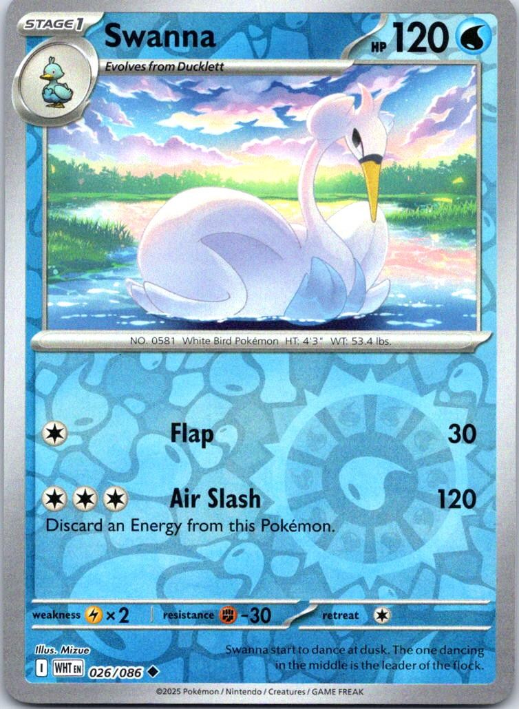 Swanna 026/086 Uncommon SV: White Flare Pokemon Reverse Holo NM