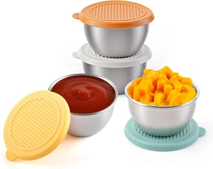 2Oz Small Salad Dressing Containers to Go, 4 Pack Condiment Containers with Lids - Picture 1 of 12