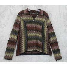 Dakota Sweater Womens Large Alpaca Hand Loomed Western Button Southwestern Boho