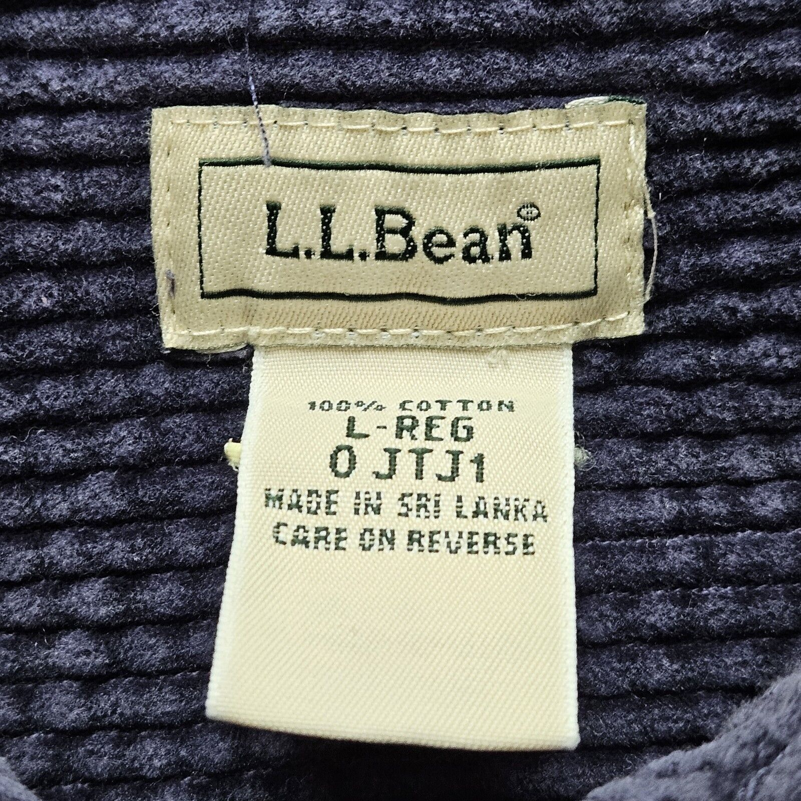 LL Bean Corduroy Shirt Large Navy Blue Button Up … - image 2