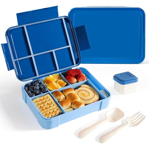 Kinder Lunch-Box 5 Fächern mit Geschirr & Soßendose, Essensbox für Arbeit,Schule - Bild 24 von 26