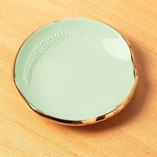 Ceramic Leaf Jewelry Dish Tray Ring Holder, Small Decorative Light Green