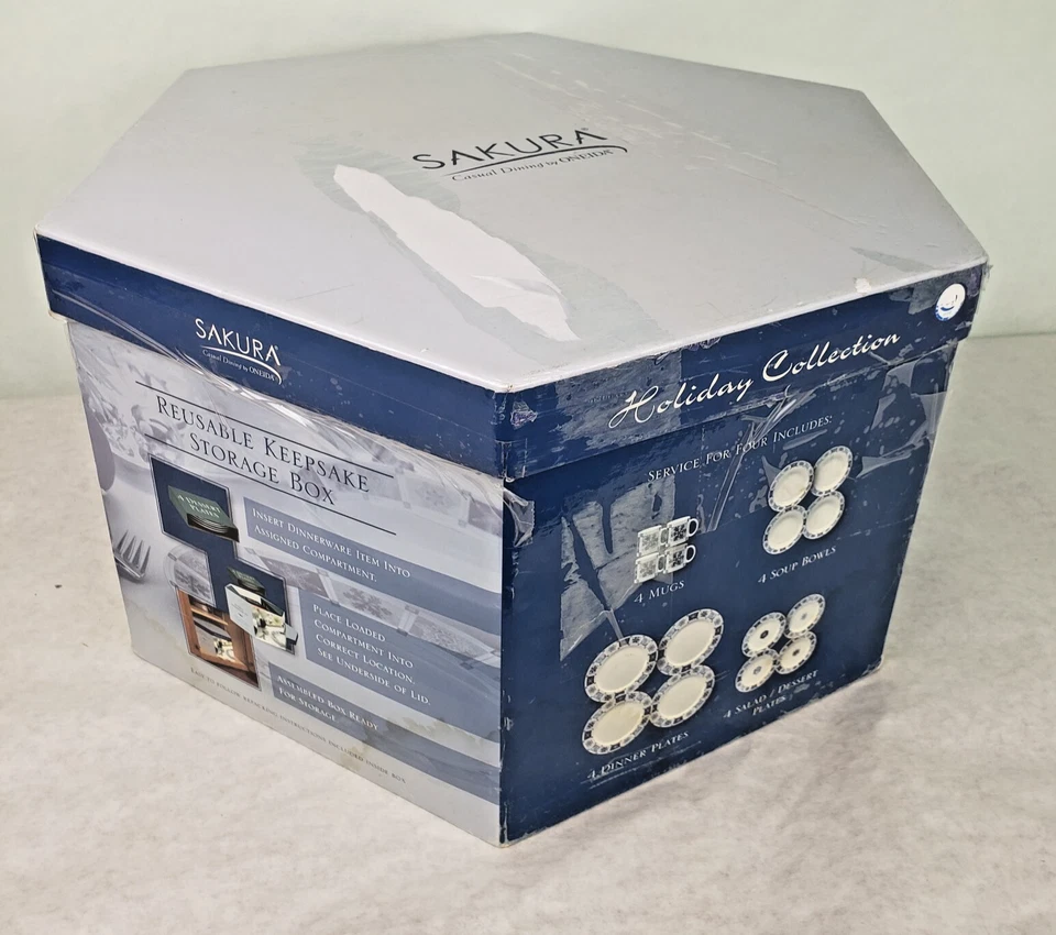 Juego de vajilla Sakura by ONEIDA Winter Frost 16 piezas colección navideña Foto 2 de 4