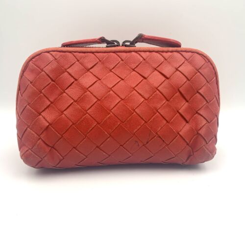 Bottega Veneta minipouch Leather Red cosmetic pouch Authentic - Picture 4 of 17