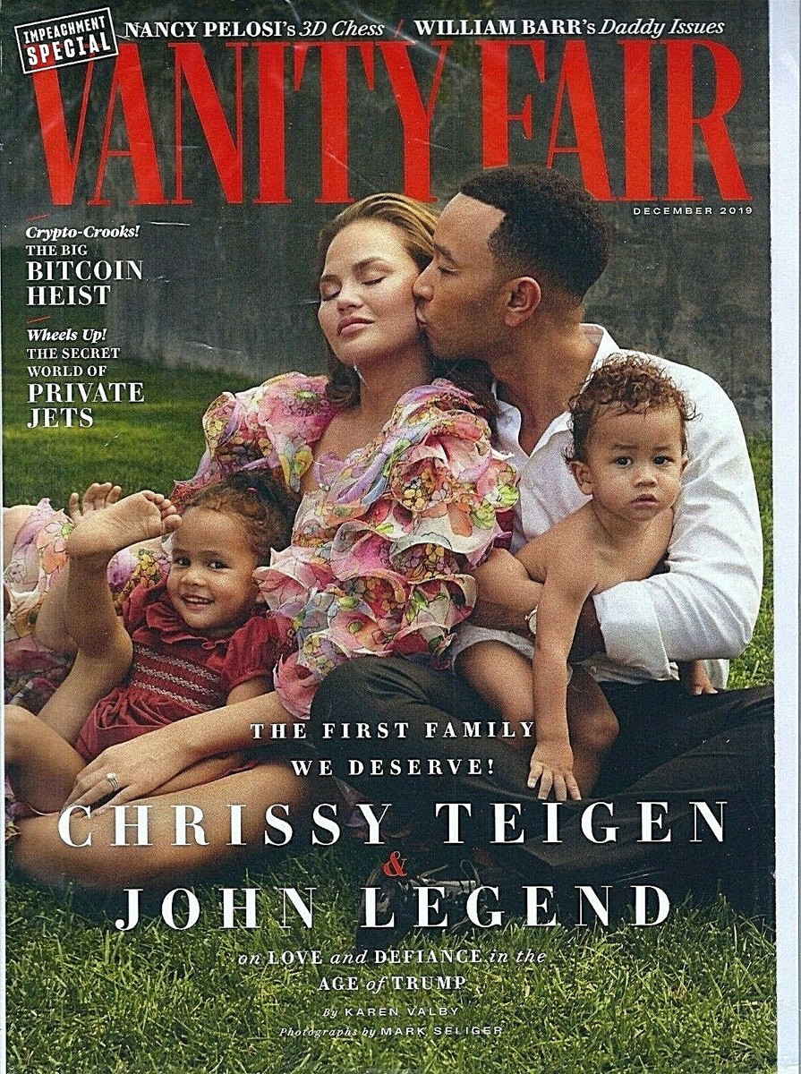 Vanity Fair December 2019 Chrissy Teigen & John Legend Bitcoin Heist  Private Jet