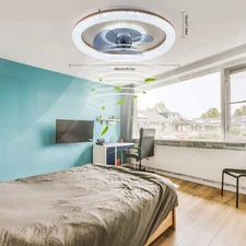 Modern Indoor LED Chandelier Invisible Ceiling Fan Light Lamp w/ Remote Control