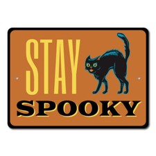 Stay Spooky, Black Cat, Spooky Halloween Decoration, Halloween Black Metal Sign