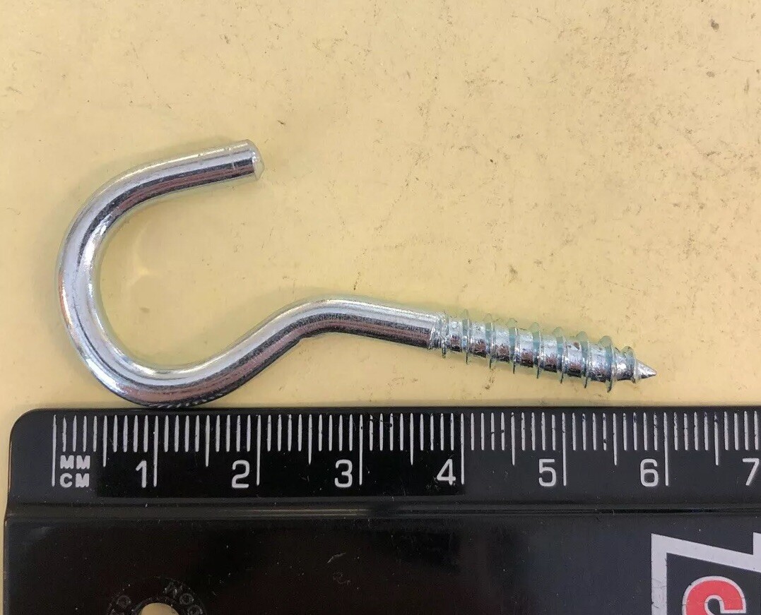 5 HOOKS 10g X 60MM SCREW IN HOOKS HEAVY DUTY CEILING WALL CUP HOOK ZINC KITCHEN eBay
