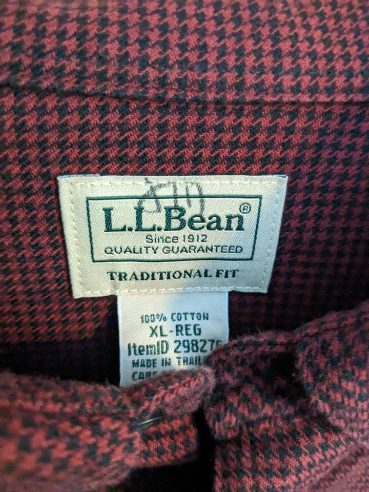 L.L. Camisa de vestir Bean para hombre roja a cuadros de algodón XL regular 100 % algodón manga larga Foto 4 de 4