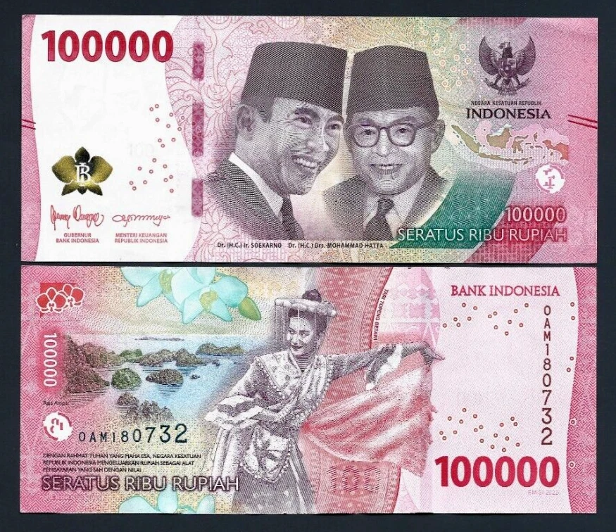2,000,000 Million INDONESIA 100000 ( 100,000 x 20 ) Rupiah Used Currency # 1 - Image 3 of 4