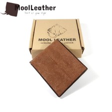 New Men's wallet made of genuine leather in plain caramel brown color bifold