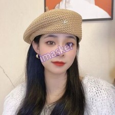 Vintage Straw Woven Beret French Lady Girl Summer Beanie Hat Artist Cap Handmade