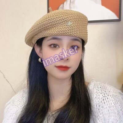 Vintage Straw Woven Beret French Lady Girl Summer Beanie Hat Artist Cap Handmade