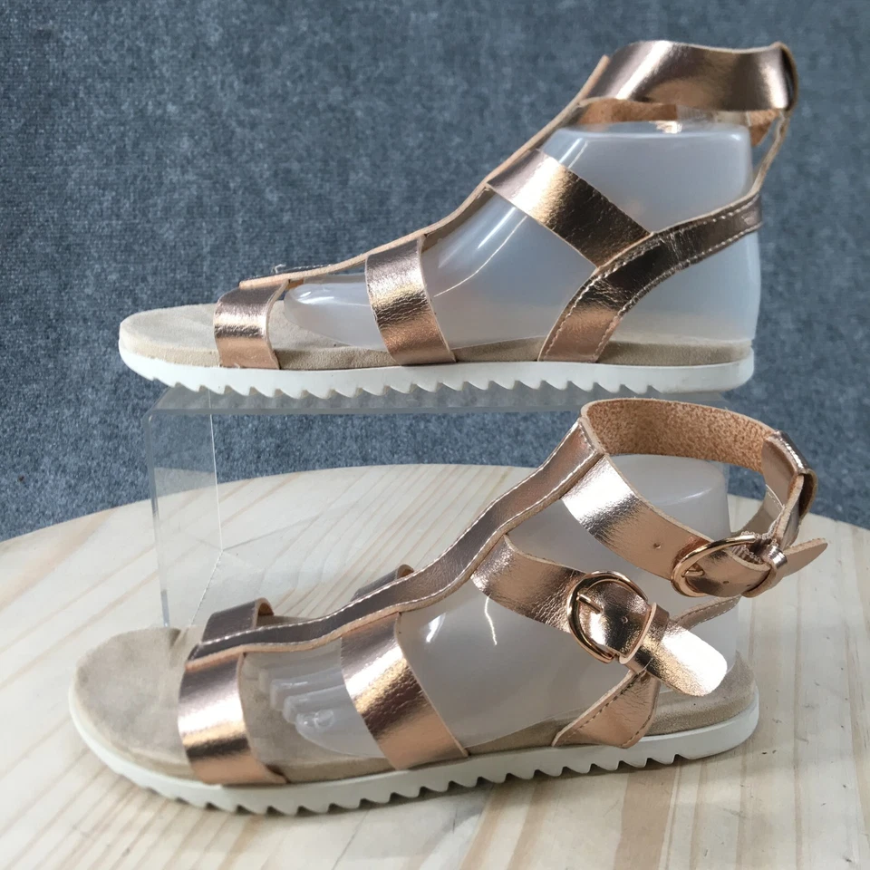 Sandalias Cat And Jack Juveniles 5 Elie Gladiador Planas Dorado Imitación Cuero Puntera Abierta Foto 2 de 4