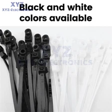 100PCS Screw Hole Cable Ties Fixed Cable Tie Nylon Cable Zip Ties Self Locking