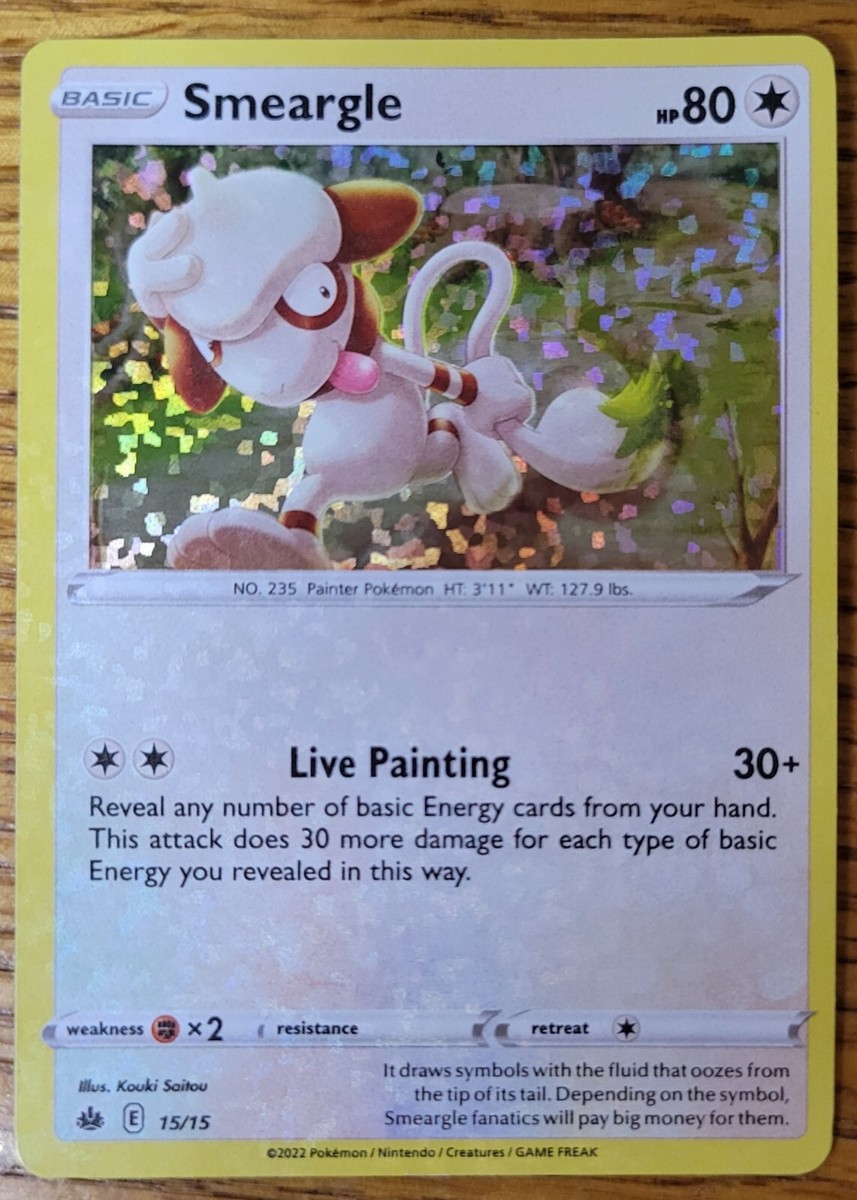 Smeargle Holo Pokemon Card 15/15 2022 Smeargle Holo Pokemon Card 15/15 2022