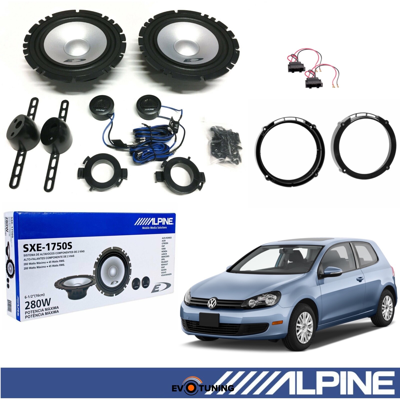 Kit Alpine 4 Altoparlanti per VW Golf VI - Rinnova l'Audio Originale