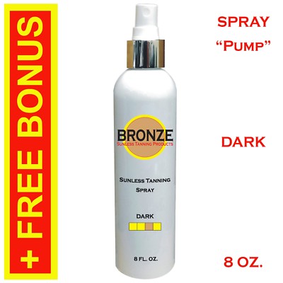 BRONZE - Sunless Self Tanning Spray (Pump) - DARK - 8 oz + Best Tanner Mitt